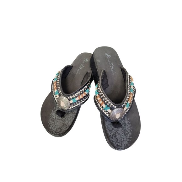 Montana West Concho Sandals Womens 10 Western Platform Flip Flops Thongs - Picture 5 of 11